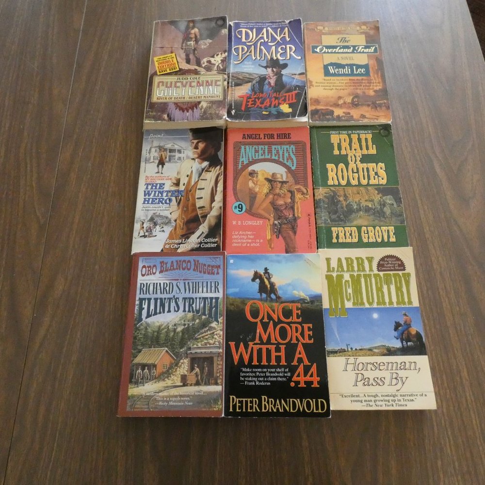 Lot Of 9 Vintage Western Paperback Books Various Authors